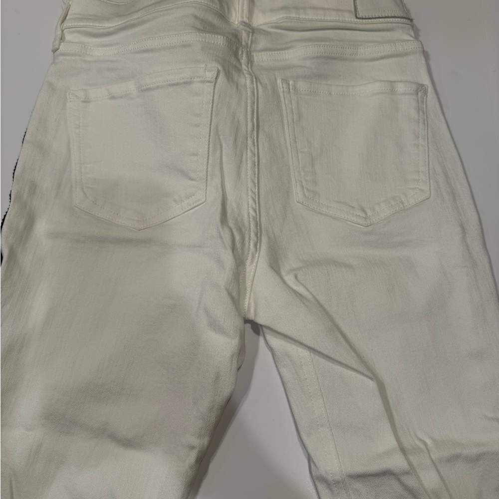 Express Skinny Cropped Fringe White Jeans - Picture 4 of 7
